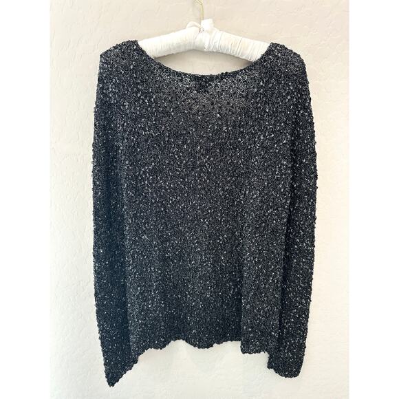 CLUB MONACO | Charcoal Gray Metallic Textured Boucle Sweater |  Size Medium - Picture 5 of 7